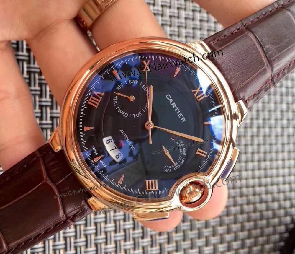Imitation Ballon Bleu de Cartier Rose Gold Watch Brown Strap Imitation Ballon Bleu de Cartier Rose Gold Watch Brown Strap
